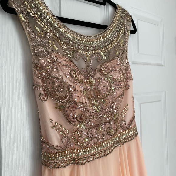 Beaded light pink flowy prom/wedding guest dress. - Picture 3 of 9